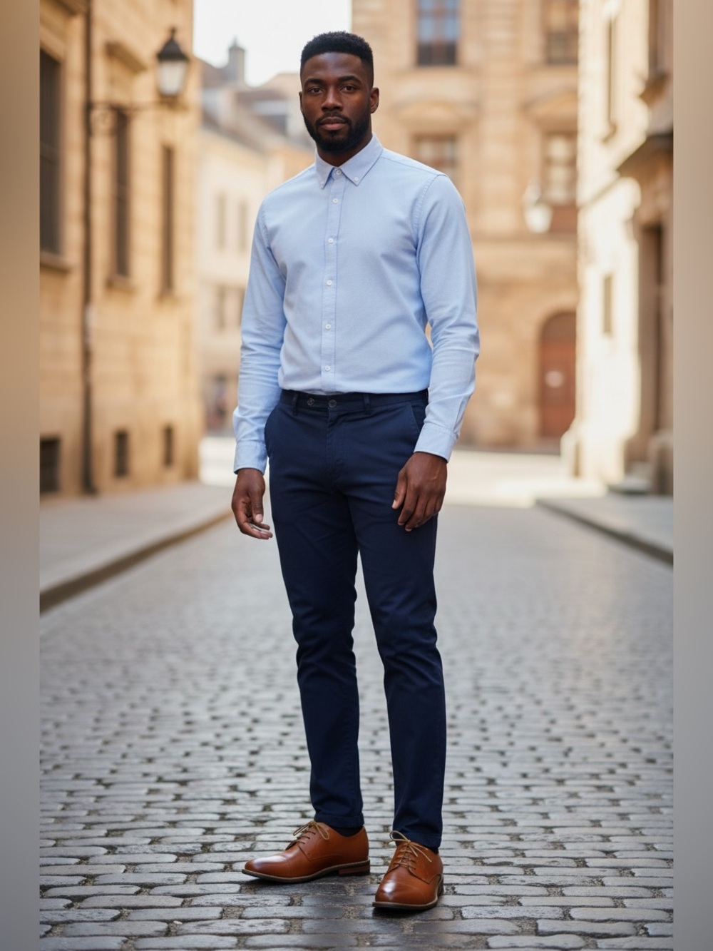 Men's Tan Leather Cap-Toe Derby Shoes — Polished Casual Dress